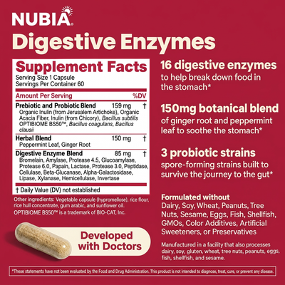 Nubia Digestive Enzymes + Probiotics